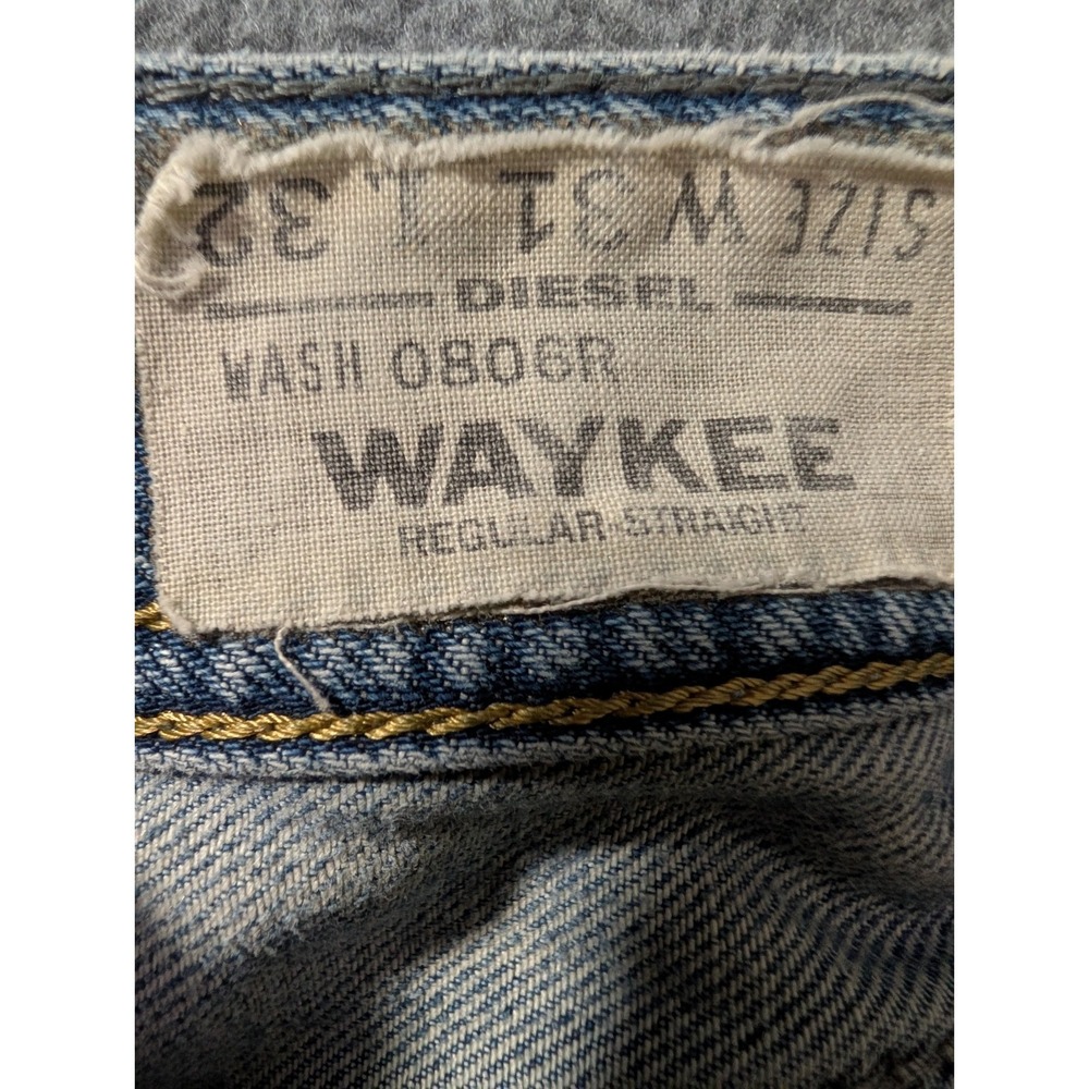 Diesel Industry Distressed Light Wash Jeans Mens 31 Y2K 0806R Waykee Straight - Picture 11 of 16